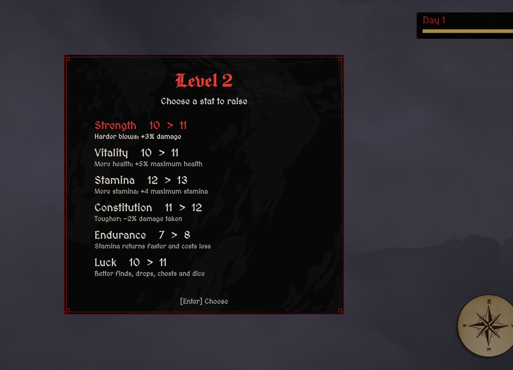 Choosing a stat on level up