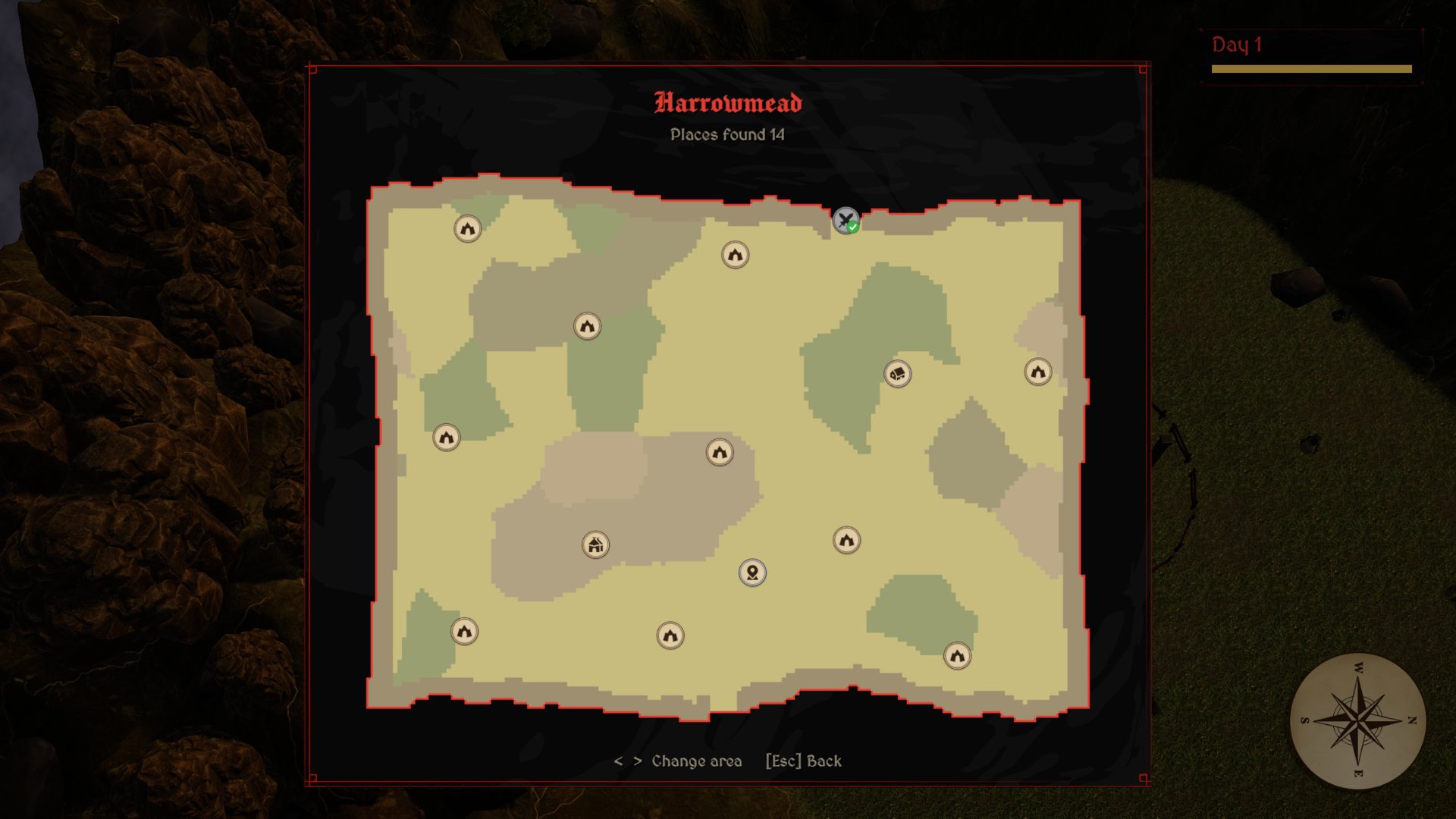The in-game map screen
